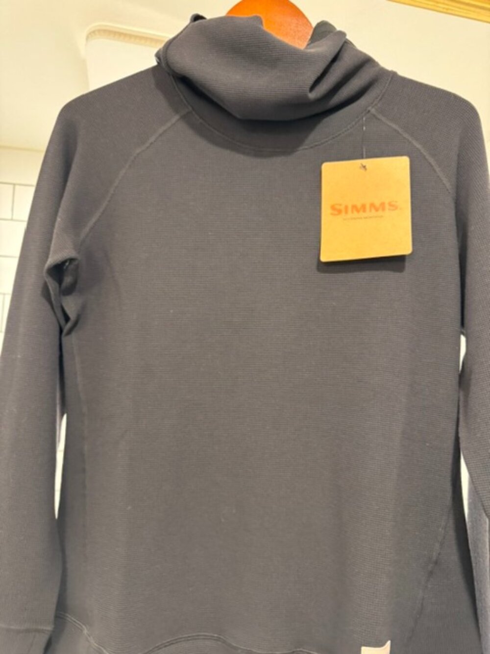 Simms Highline Hoody, M  Premium Fly Fishing- Black Waffle Knit Fabric - NWT